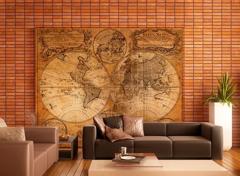 Old World Map Wall Mural Decal. Peel And Stick