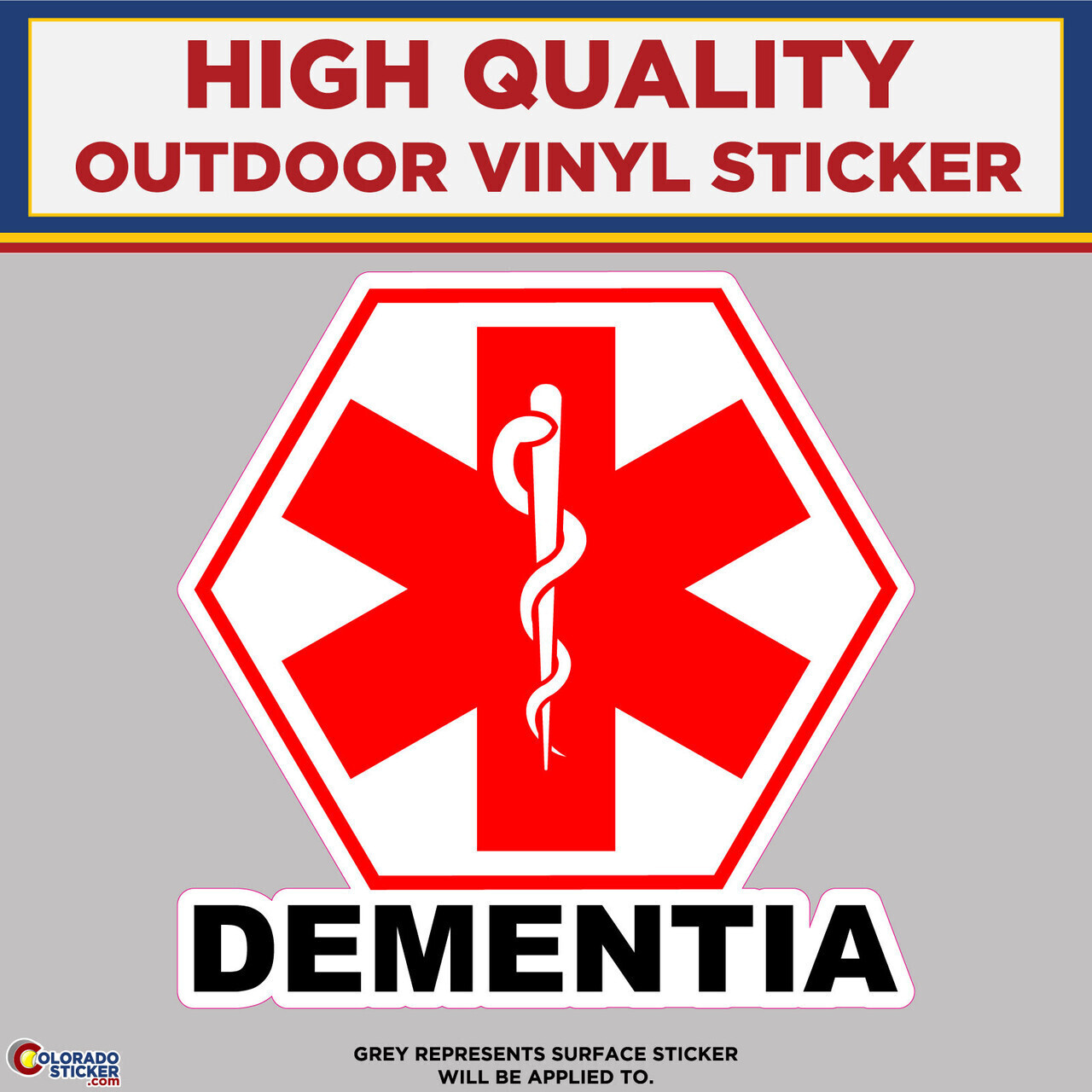Dementia Medical Alert, High Quality Vinyl Stickers
