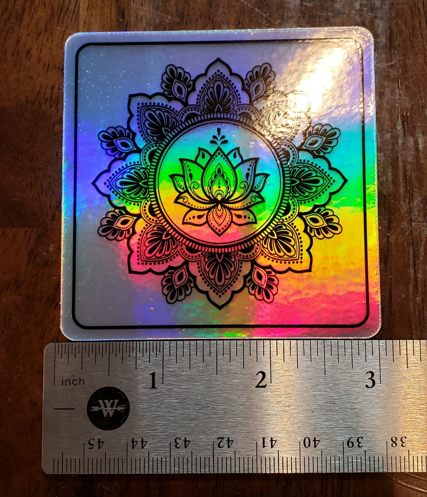 LOTUS MANDALA Holographic Sticker Vinyl 3inch UV WEATHER RESISTANT Buddhist