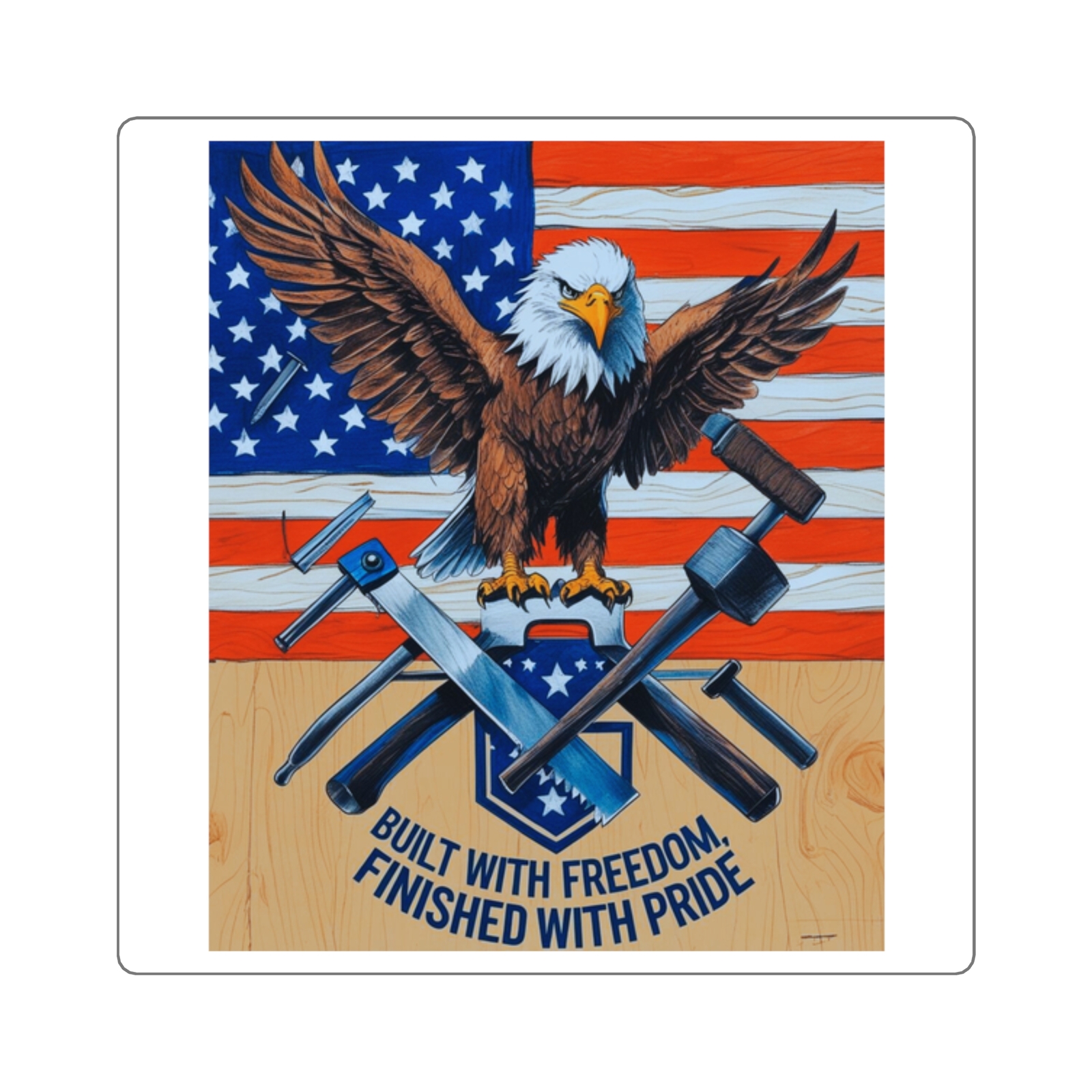 Built With Freedom, Finished With Pride – Patriotic Sticker