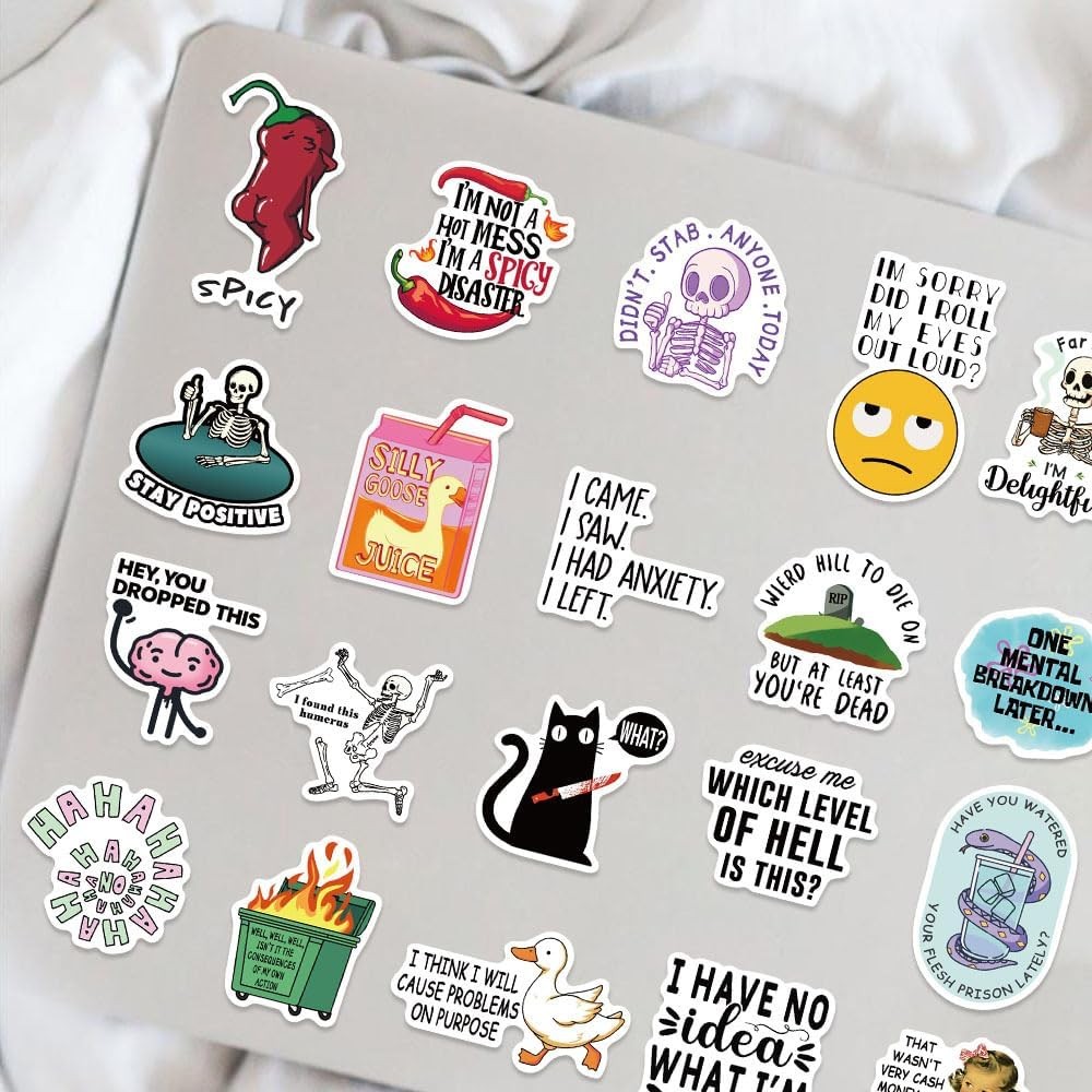 50Pcs Funny Adults Stickers Bulk, Prank Meme Sticker for Kids Teens Adults, Snar