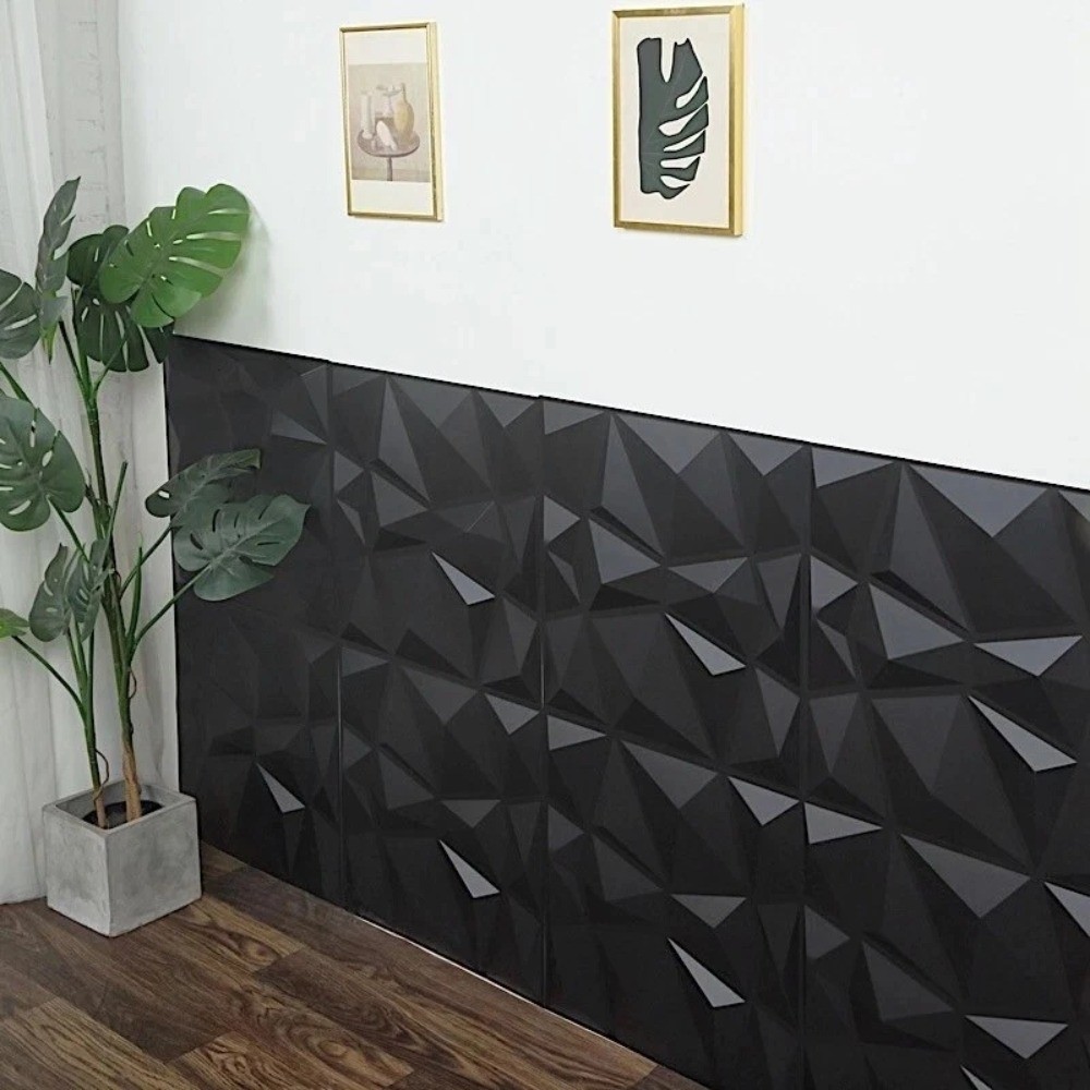 10PCS 3D Wall Panels Diamond Design Textured Accent PVC Wall Background Decor
