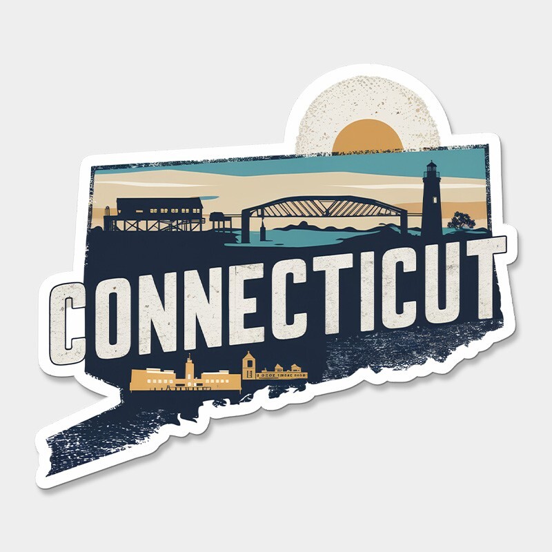 Connecticut State Printed Sticker Vinyl Decal USA CT United States Car Window