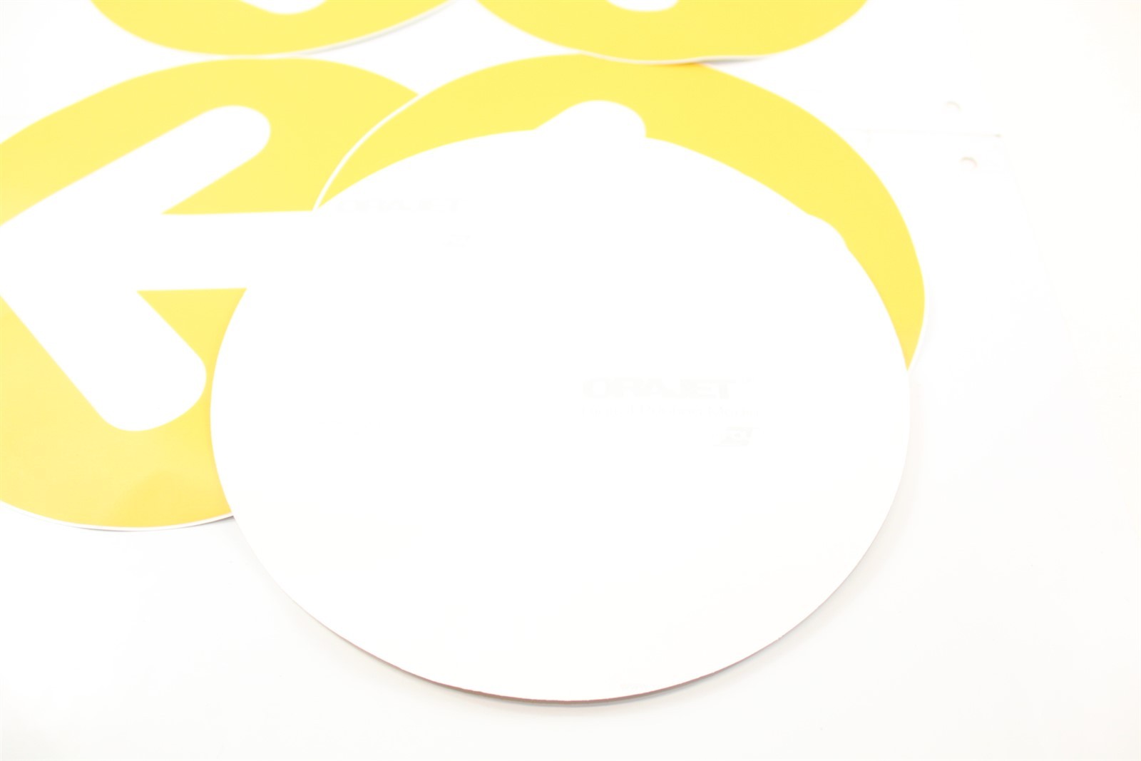 Directional Sticker Packet Yellow with White Arrows 9″ Diameter Set of 5
