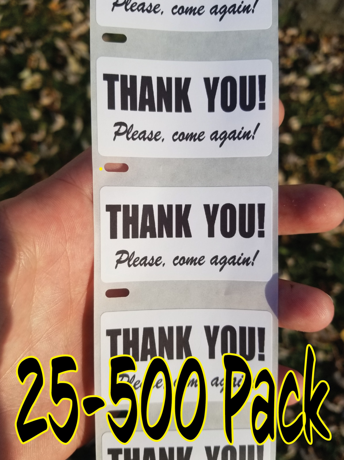 “Thank You Come Again” stickers 25-500 Pcs paper sticker decal label bulk