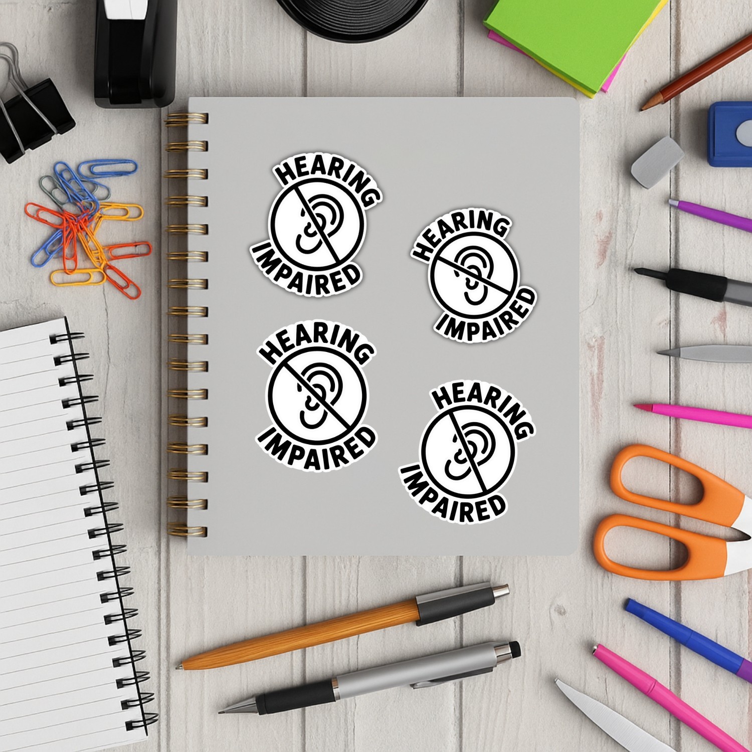 4Pcs Hearing Impaired Stickers – Hard of Hearing & Deaf Awareness Vinyl Decals