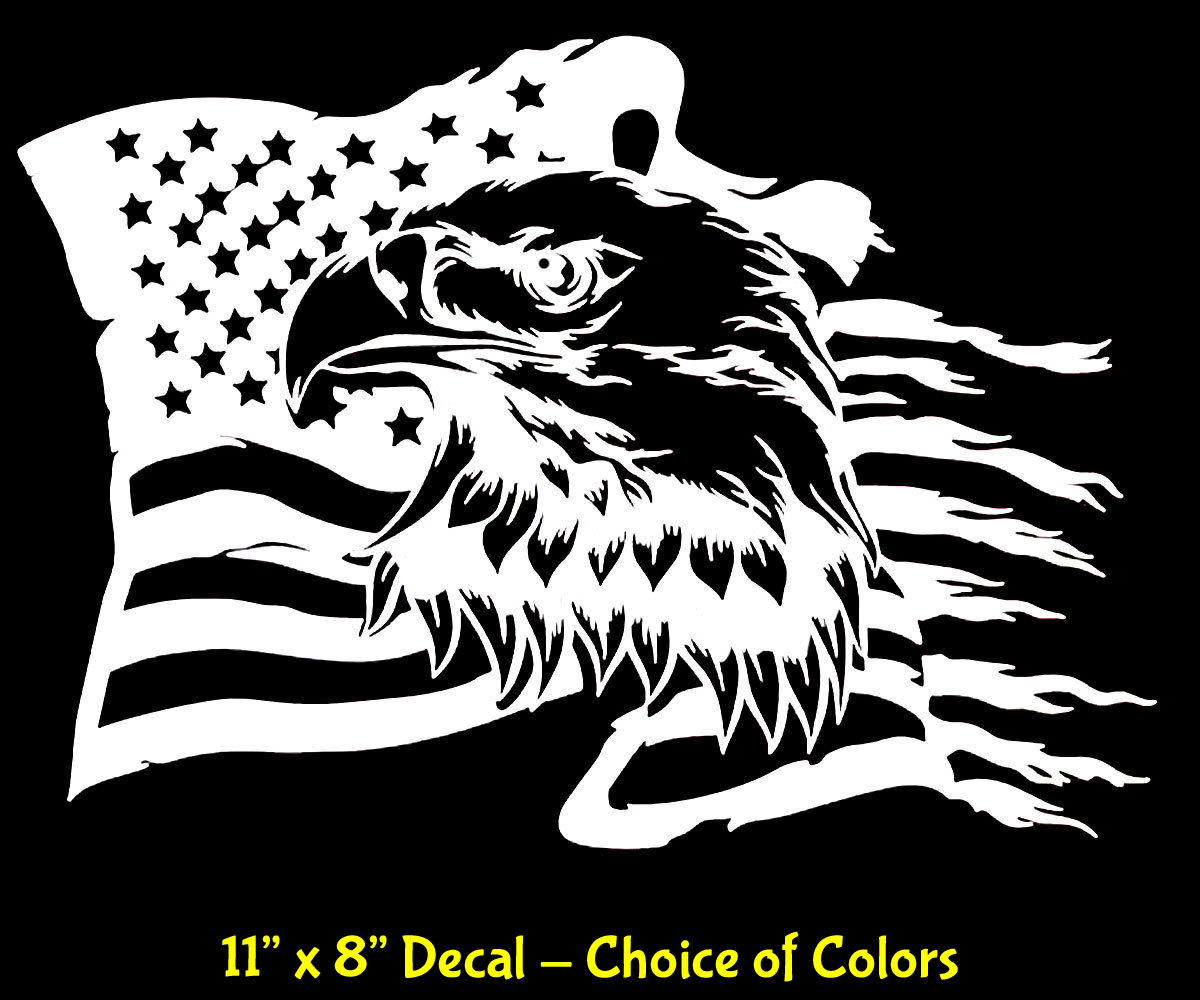 Bald Eagle Flag 11″ x 8″ Graphic Vinyl Decal Car Truck Window Wall Door Mirror