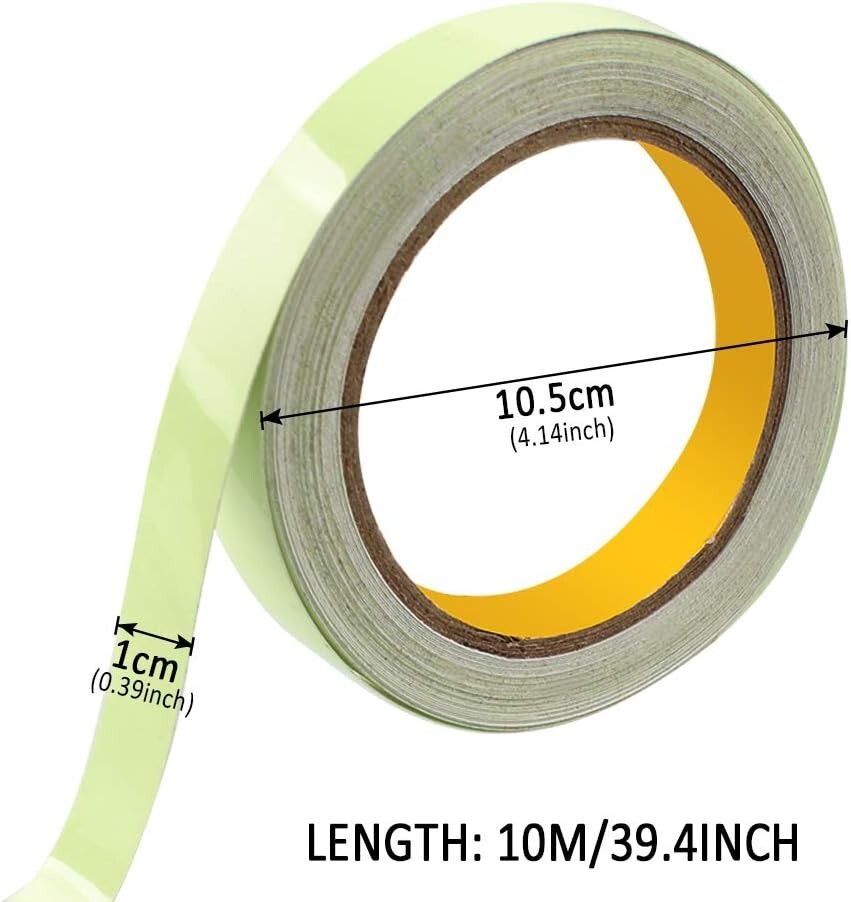 Heavy-Duty Safety Luminous Tape – Green Light – Waterproof – 2PCS, 10m x 10mm