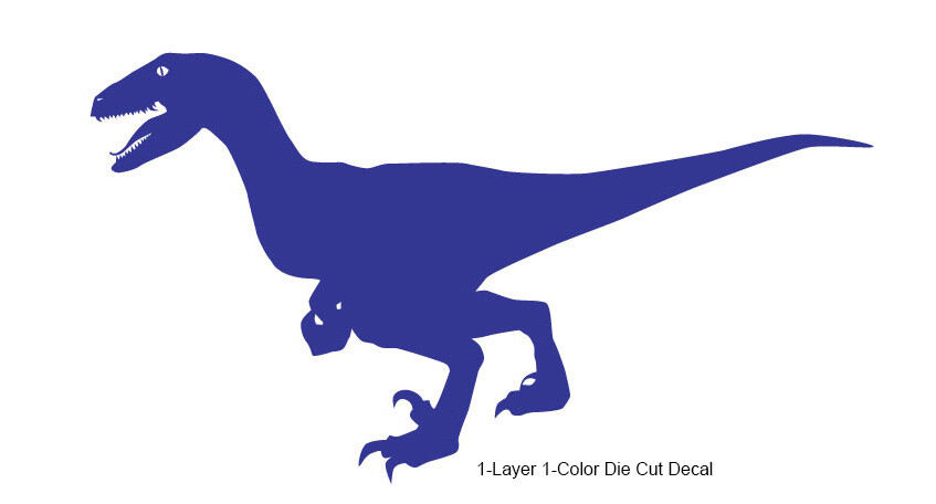 Dinosaur – Walking Velociraptor #5 – Jurassic Period – 4-21″ wide – DieCut Decal