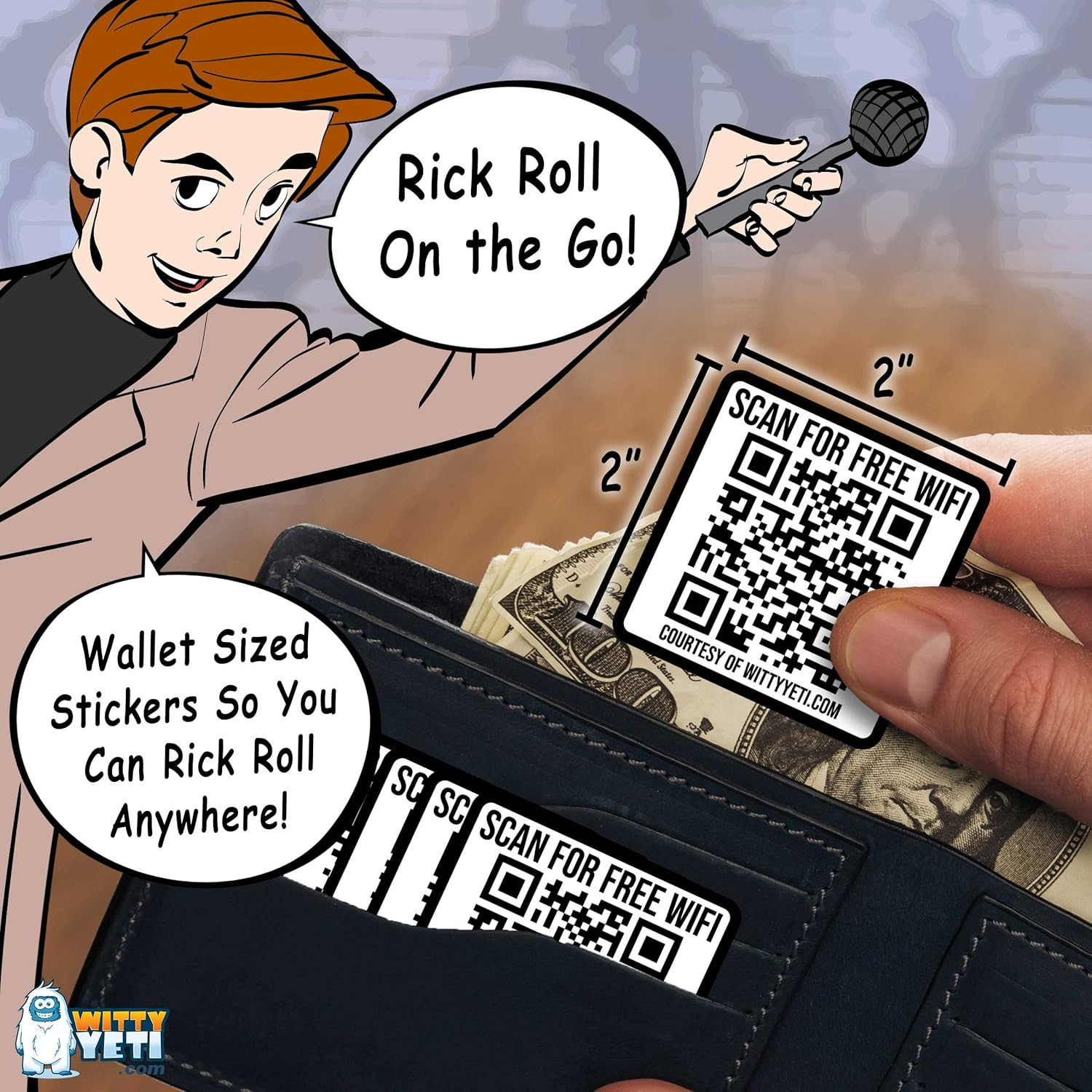 Ad-Free, Realistic 2X2In Fake Wifi Rick Roll QR Code Stickers 25 Pack. Best Bulk
