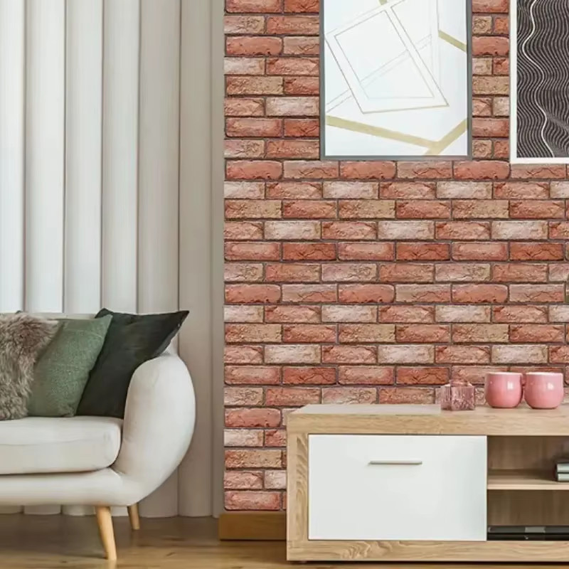 5/10Pcs Self Adhesive Waterproof 3D Wall Panels, Brick Wallpaper, Retro Sticker