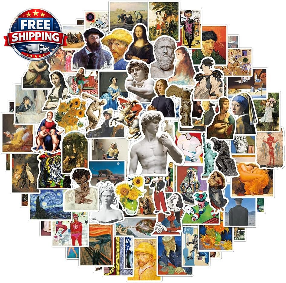 Vintage Oil Painting Stickers Pack 100 PCS, Retro Aesthetic Vinyl Waterproof Die