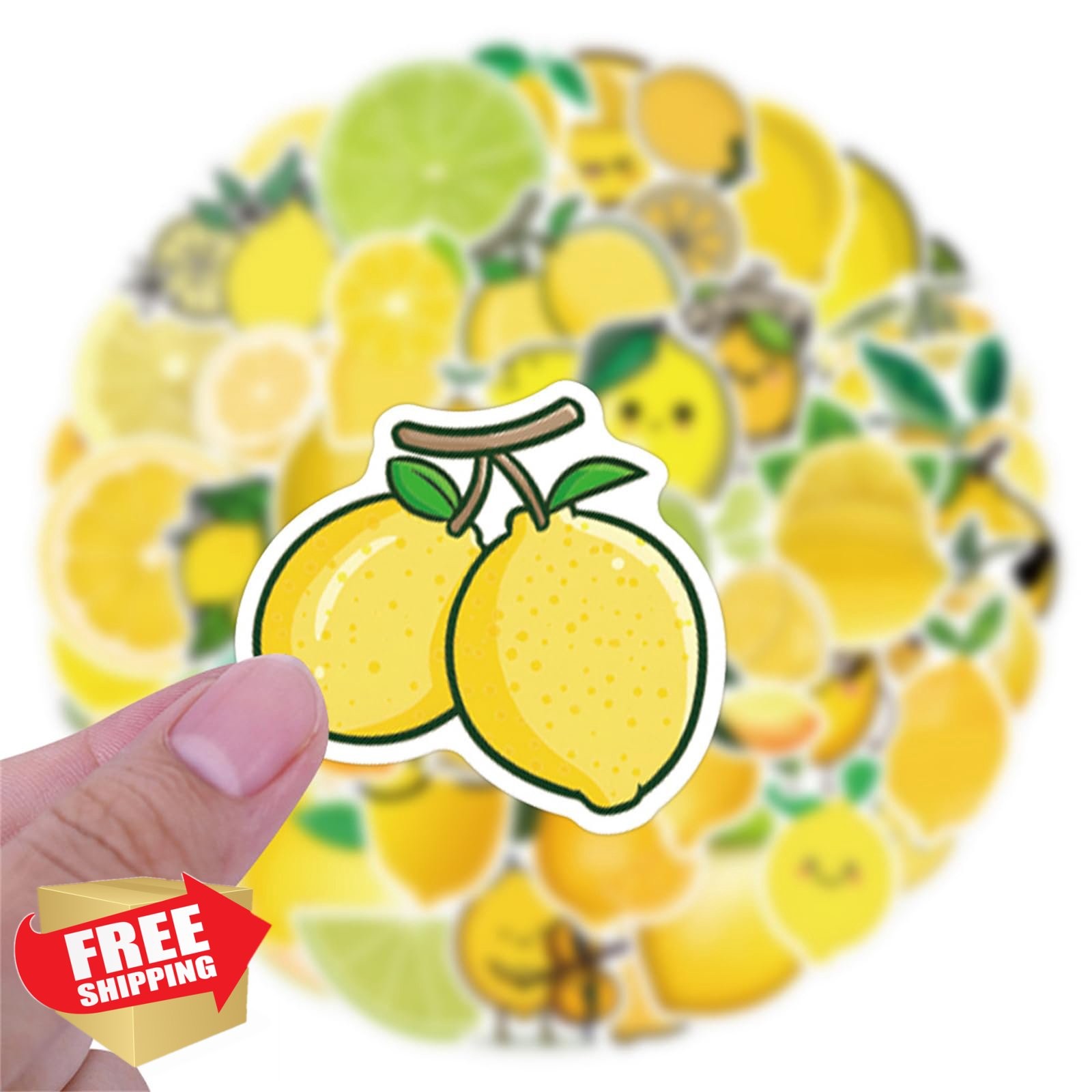 50PCS Lemon Stickers, Kawaii Vinyl Waterproof Decals