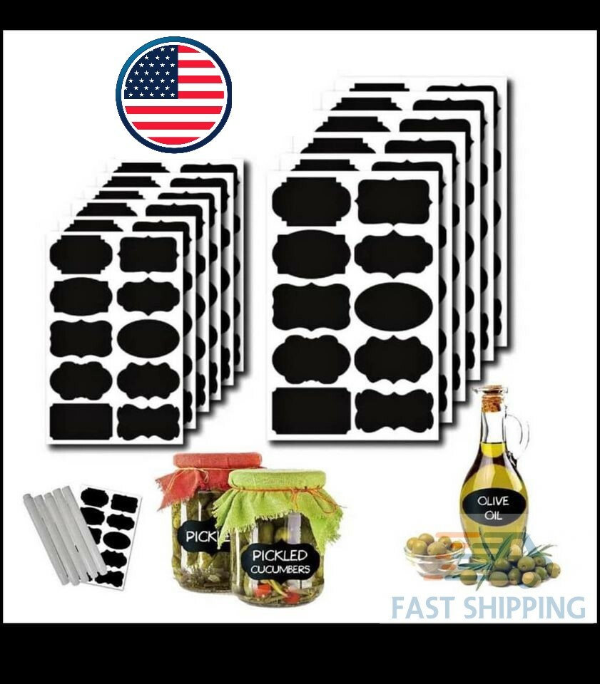 Chalkboard Labels 200 Premium Reusable Stickers, Pantry and Storage Jars. 2pens