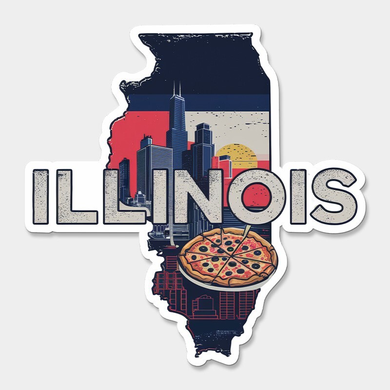 Illinois State Printed Sticker Vinyl Decal USA IL United States Car Window