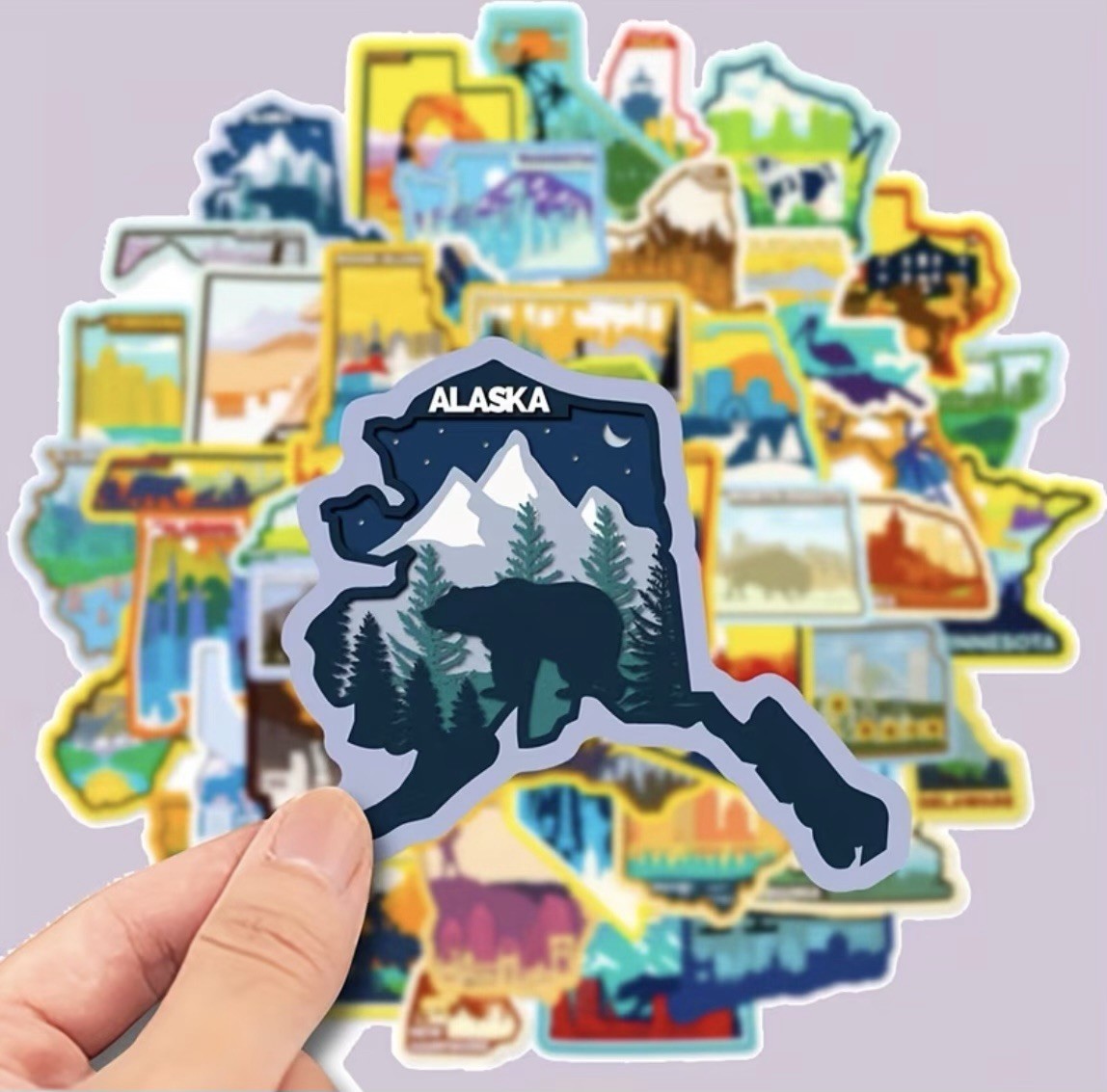 10 Random Stickers -US State Landmarks Multicolor 1.5”-2.5”Laptop Phone Notebook