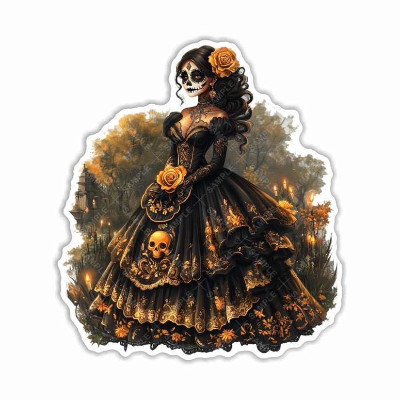 Catrina, Day of the Dead, skull , Sticker, Peel N’ Stick, Different Sizes