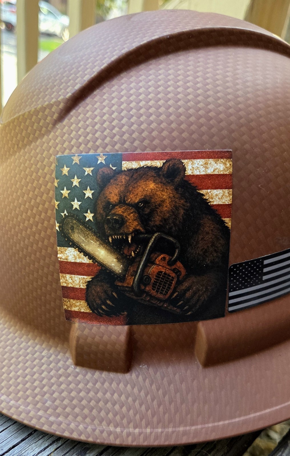 Vinyl Hardworking American Bear Hard Hat, Cooler, Water Bottle Or Laptop Sticker