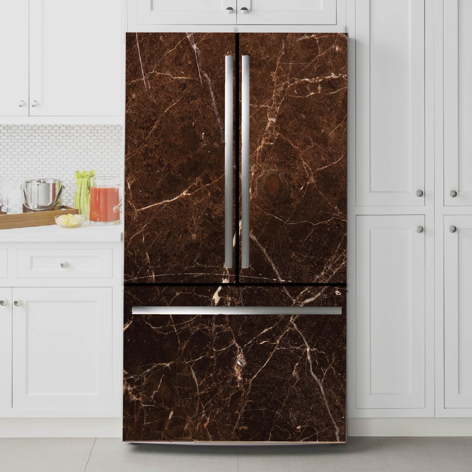 Marble Fridge Wrap, Modern Minimalist Kitchen Upgrade