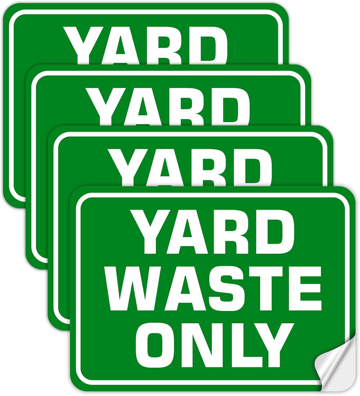 4 Pack Yard Waster Only Sticker Signs Self Adhesive Vinyl Yard Waste Decals
