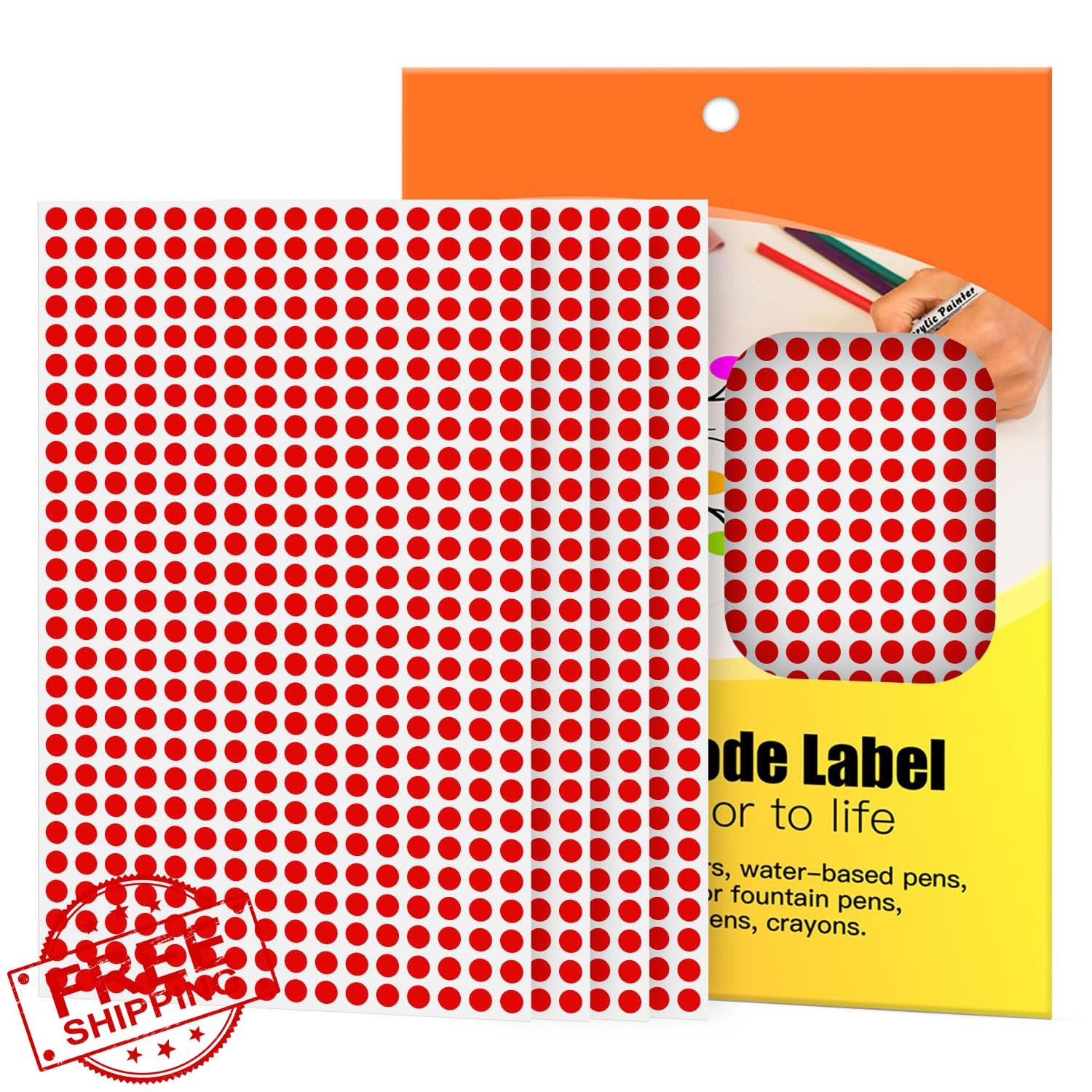 WANSTE Red Color Coding Dots 0.25 Inch