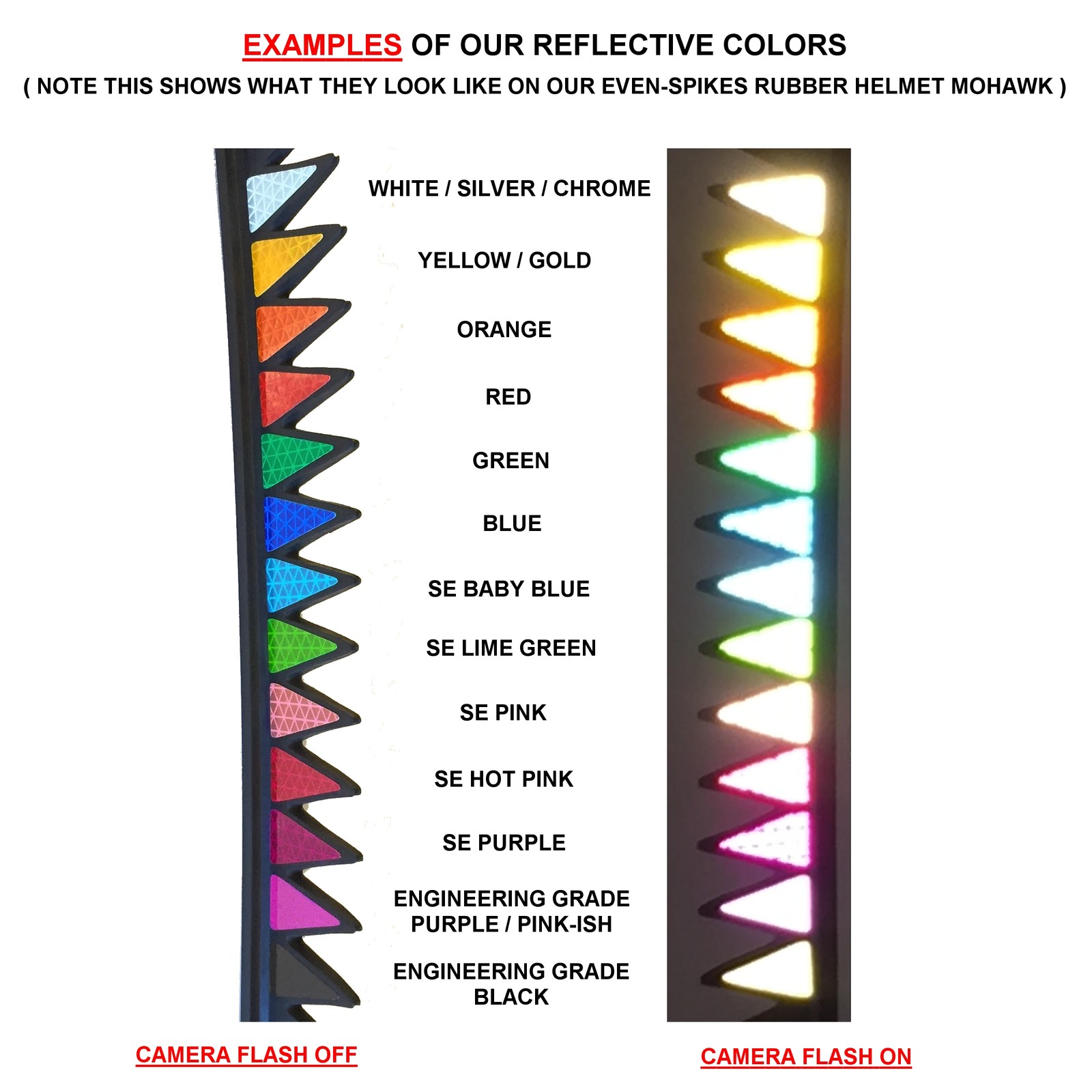 Reflective DECALS For Even-Spikes Rubber Helmet Mohawks Dirtbike Motorcycle Bike