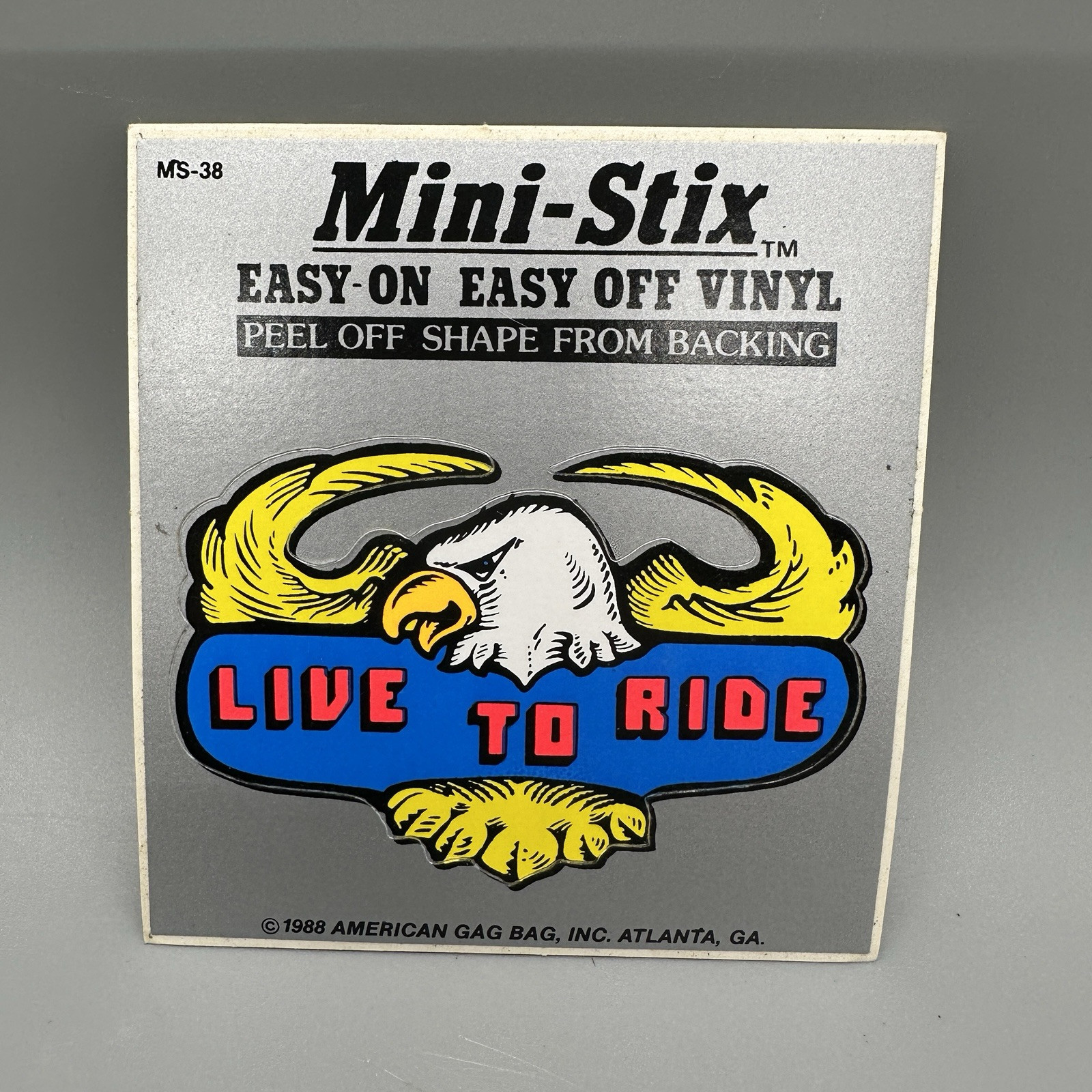 1988 Vintage “Live to Ride” Black Light Retro Vinyl Sticker Cut-Out