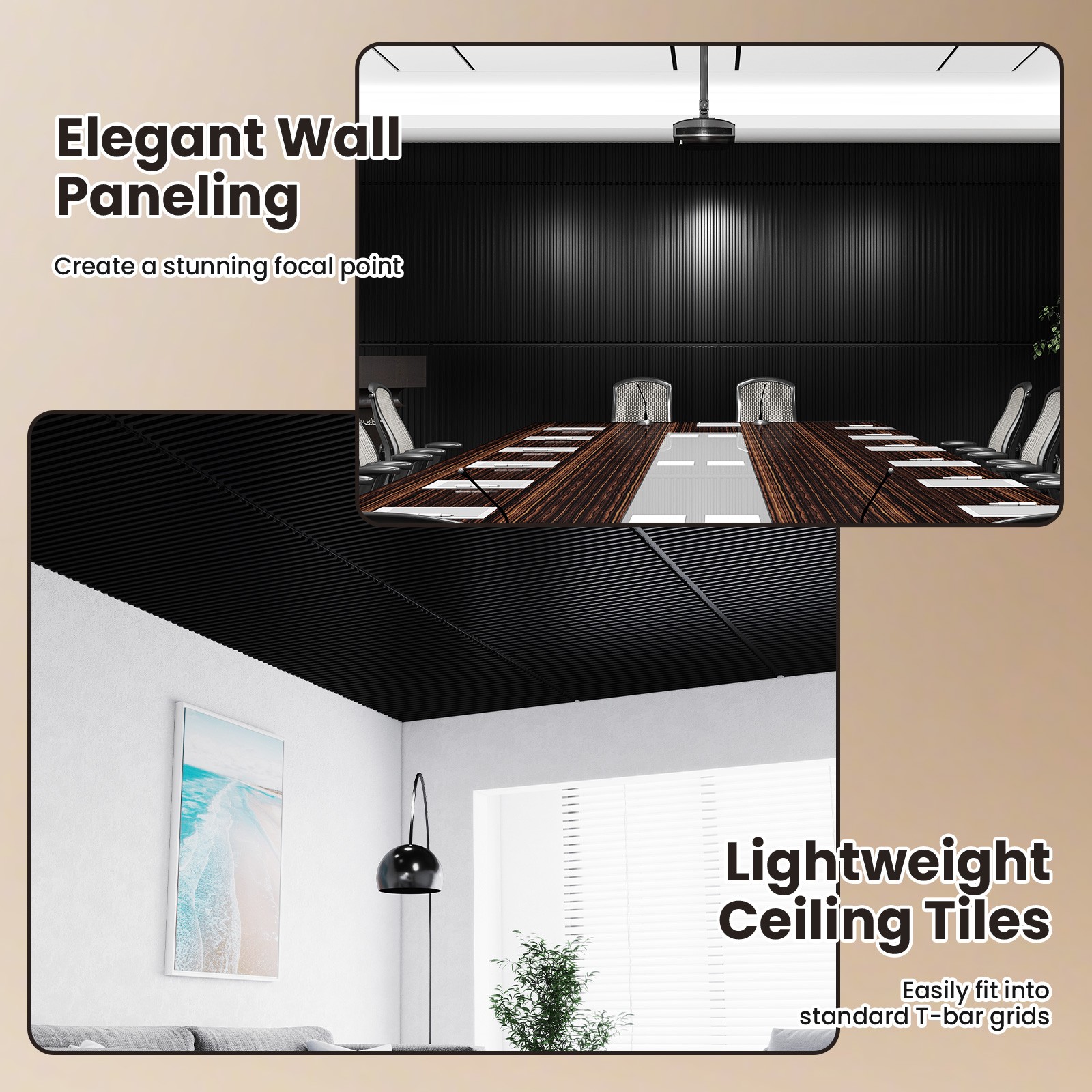 24-Pack PVC Slat Wall Panels, 3D Fluted Panels for Interior Wall Decoration