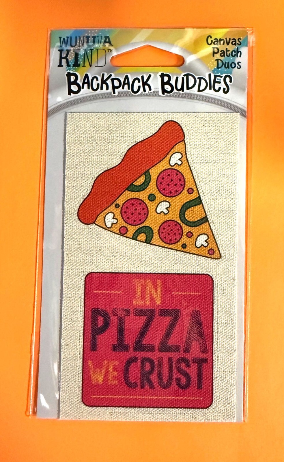 IN PIZZA WE CRUST 2 PACK DIE CUT CANVAS 2.5″ DECALS STICKERS FOR CLOTH FREE SHIP
