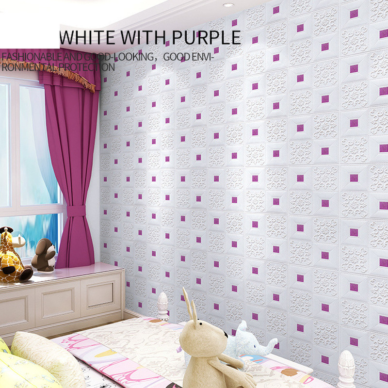 DIY Foam Wallpaper Embossed Wall Sticker Panels Self-adhesive Ceiling Home Decor