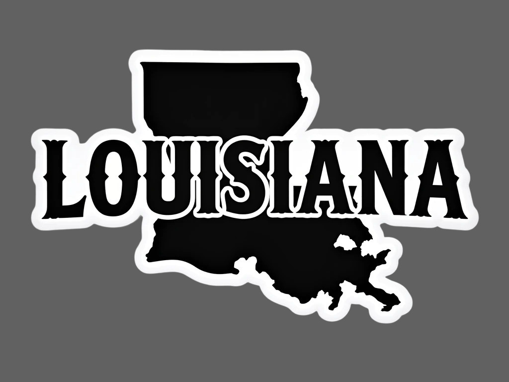 Louisiana Sticker Vinyl Decal State Outline Distressed Black Car Laptop