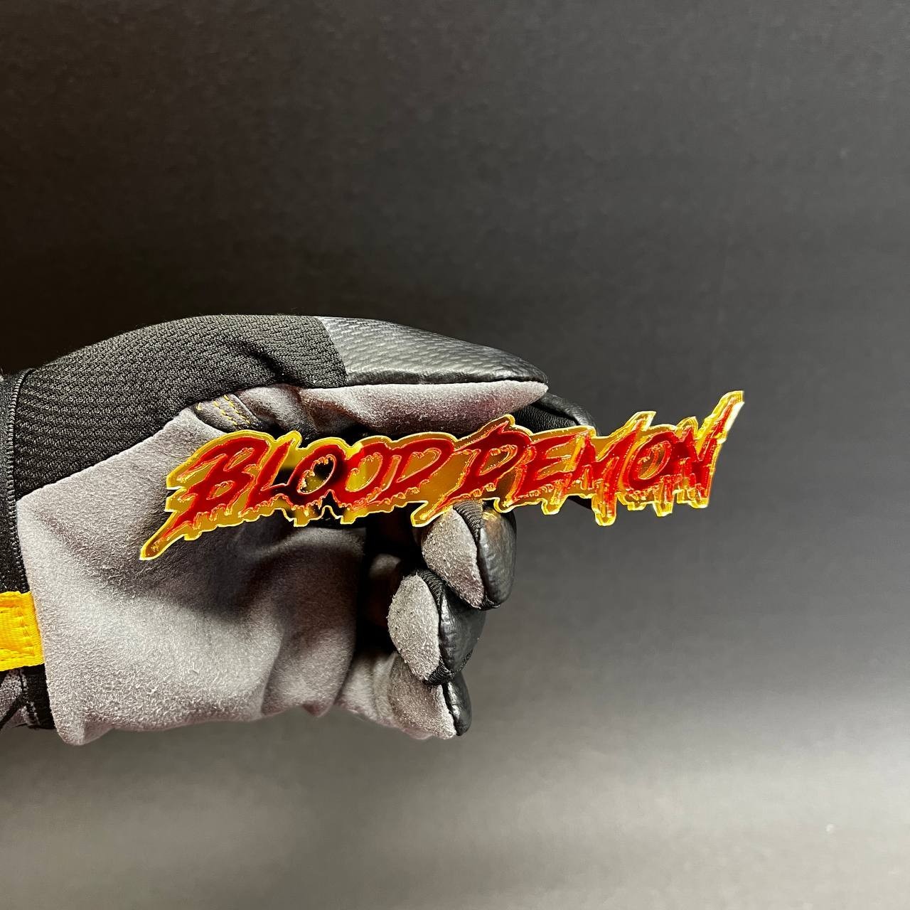 1x Blood Demon Custom Text 3D Acrylic Car Emblem Badge Multicolor Laser Cut