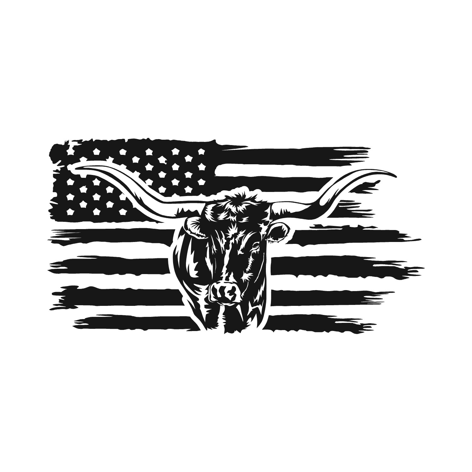 Distressed American Flag Steer Cow Bull Barn Farmer USA Patriot Decal Sticker
