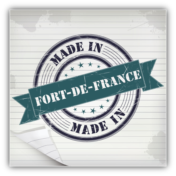 Made In Fort De France Grunge Paper Travel Stamp Car Bumper Sticker Decal