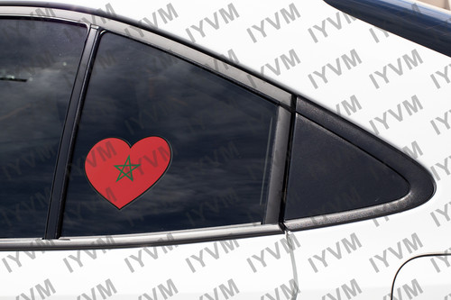 Morocco Flag Heart Sticker Decal