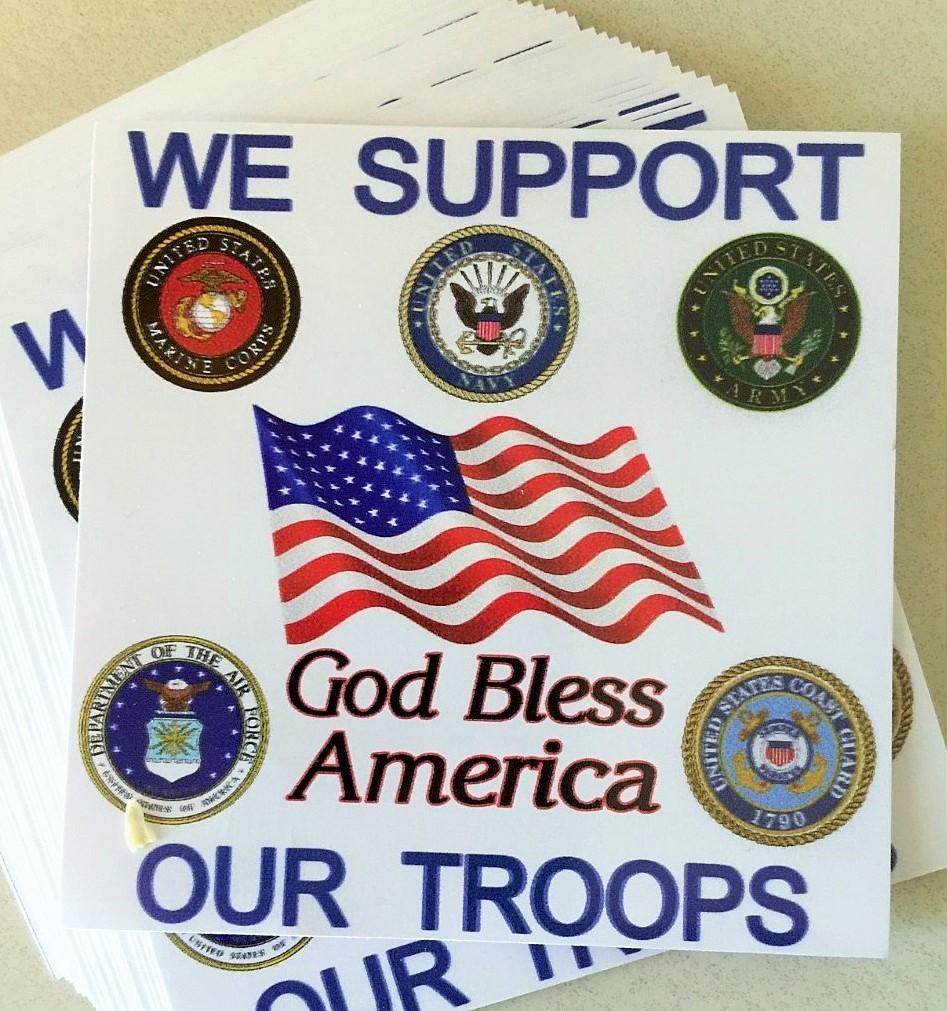 Military Branch support all. 4″X 4″ vinyl. NEW. $4.65 Ships FREE