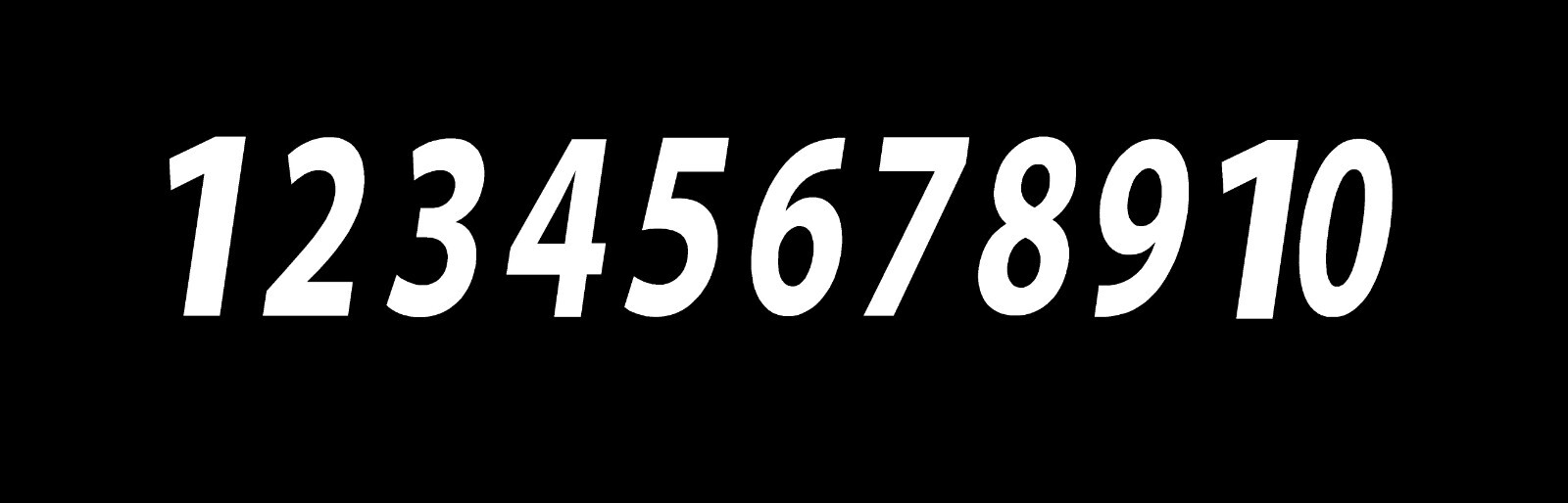 1-10 Numbers Reflective White Sticker Vinyl Decals 1″ – 10″ Set Of 10 (V651-R)