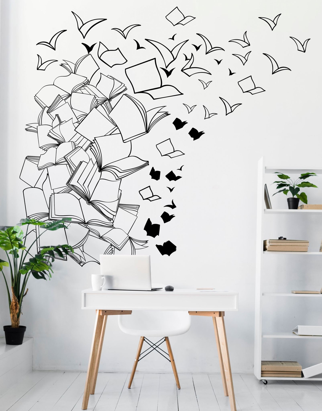 Flying Library Books Vinyl Wall Decal. Classroom Decor. The Hogwarts library.