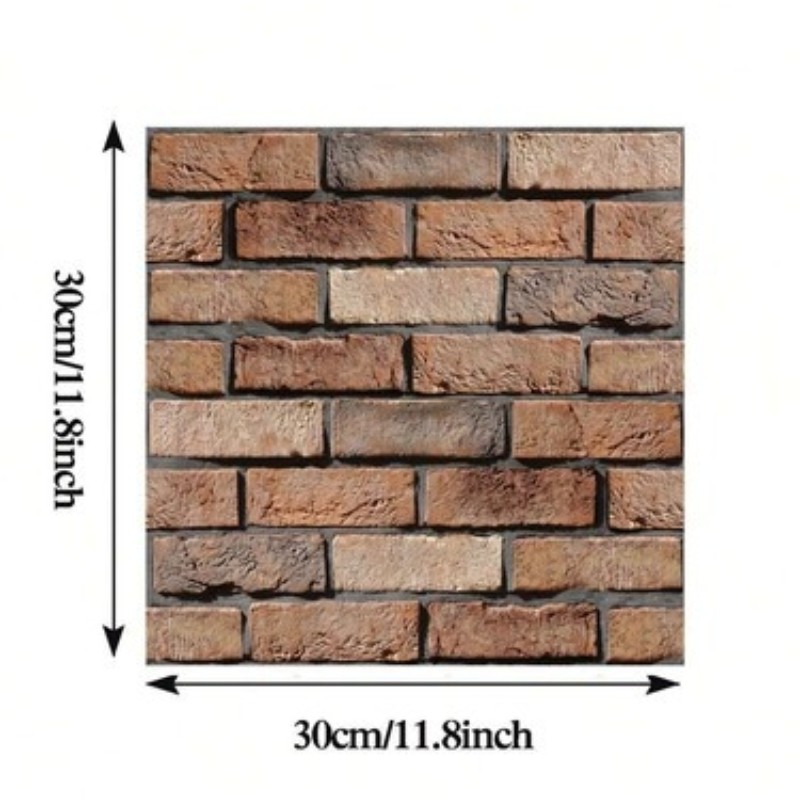10PCS 3D Brick Wall Stickers Waterproof Wall Panels Peel And Stick Self Adhesive