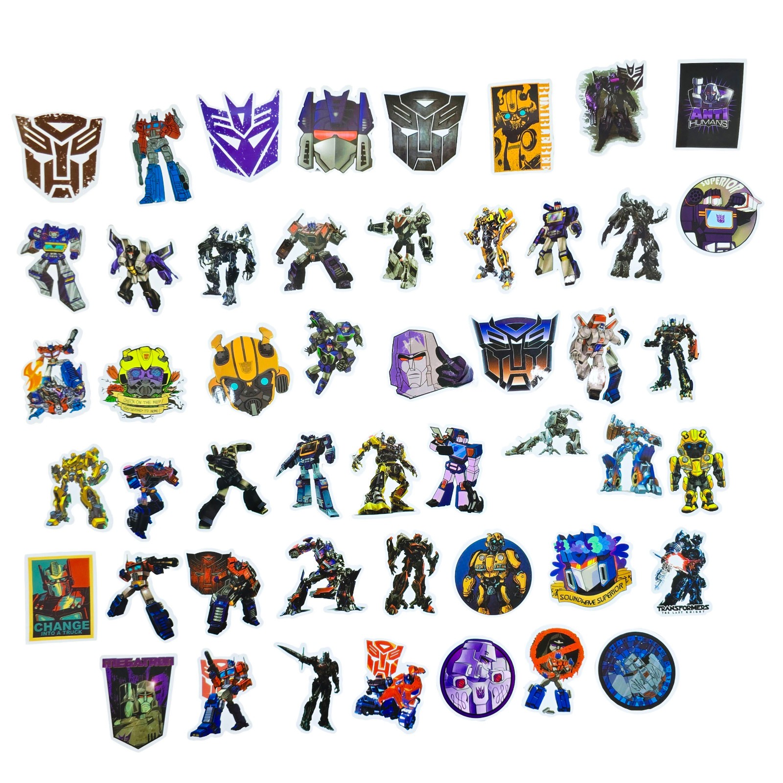 Transformers Sticker Lot 49Pc 2″ Autobots Decepticons Vinyl Decals Laptop Art