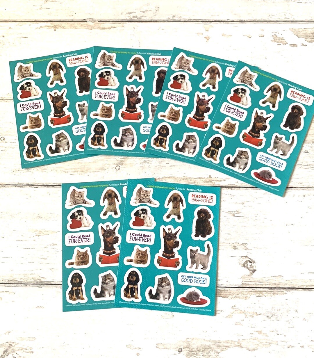 Animal Stickers Bundle 6 Sheets Kittens Cats Dogs Puppies Rabbit NEW Scholastic
