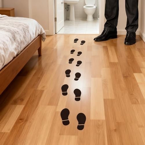 60 Pairs Black Footprint Stickers – 7″ Decals for Floor, Wall, Stairs, Party Gui