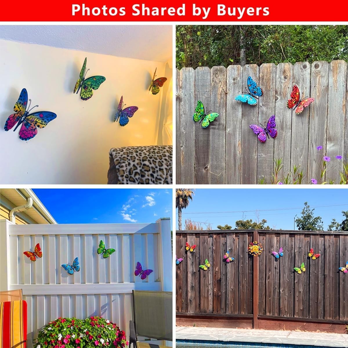 Versatile Metal Butterfly Wall Art – Indoor/Outdoor Decoration, 9.6″ – 4 Count
