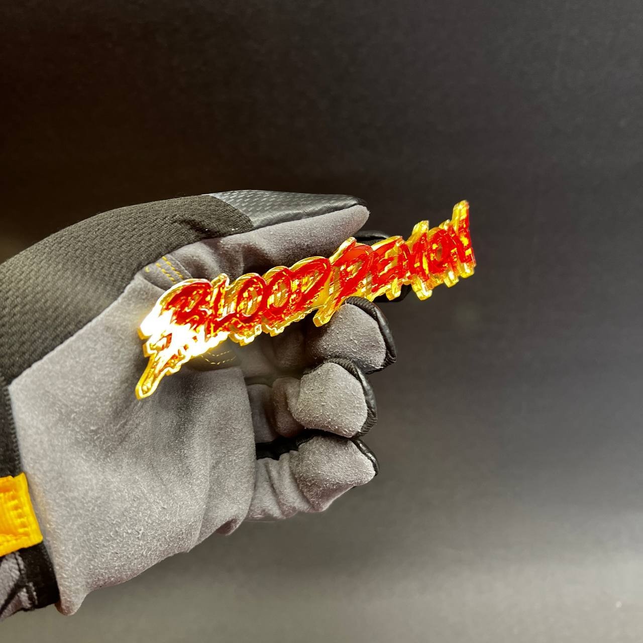 1x Blood Demon Custom Text 3D Acrylic Car Emblem Badge Multicolor Laser Cut