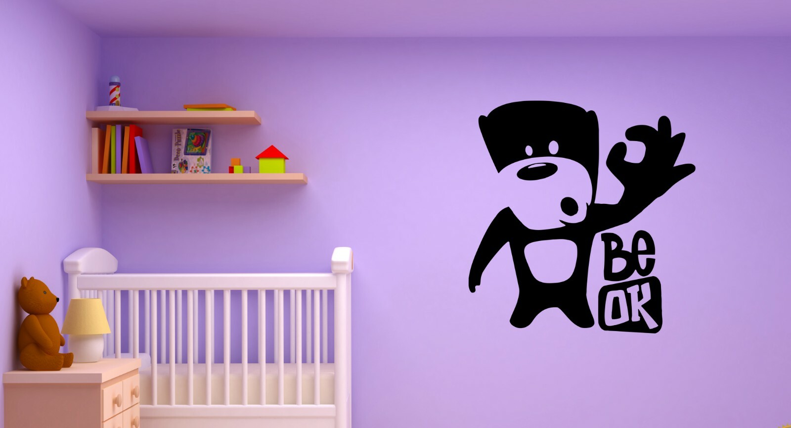 Wall Decal Animal Funny Cartoon Children’s Decor Be Ok Vinyl Sticker (ed1517)