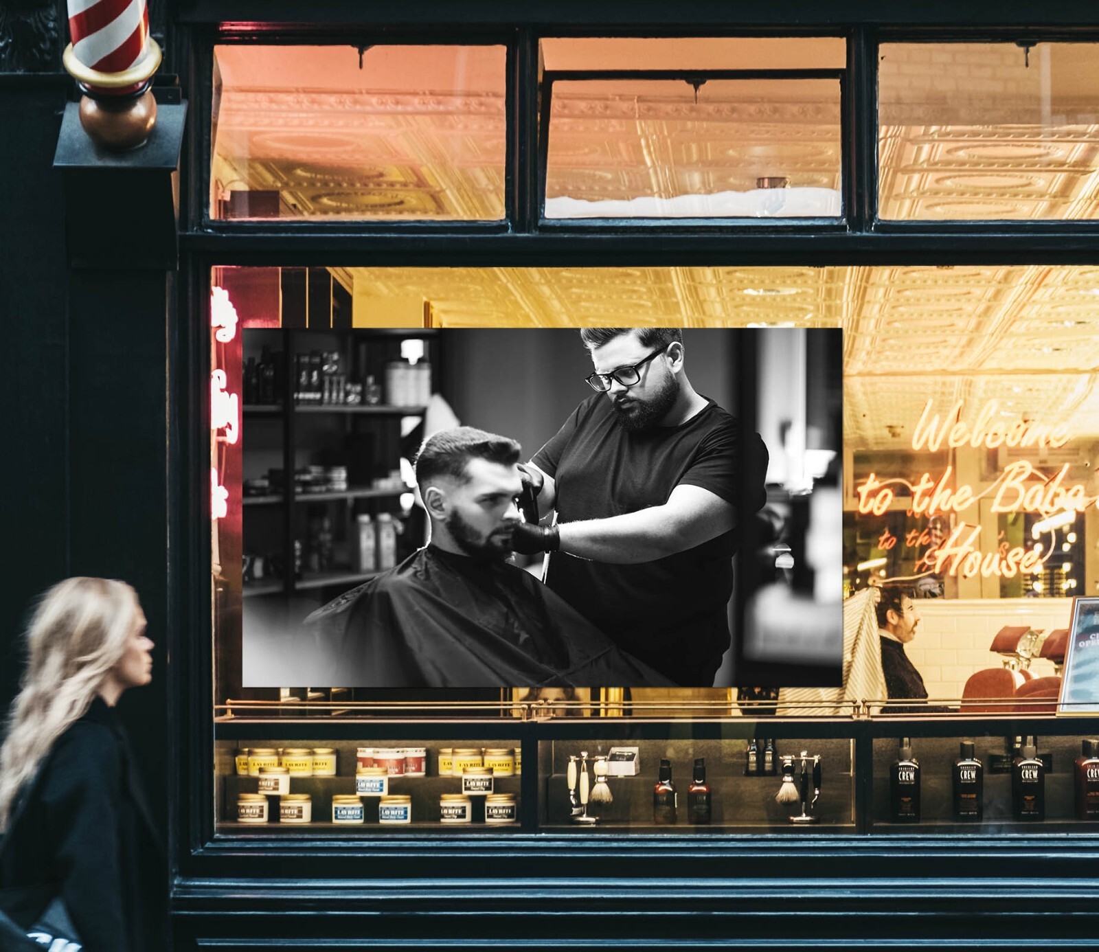 3D Man Hair Cut G148 Barber Shop Window Stickers Vinyl Wall Mural Decals Honey
