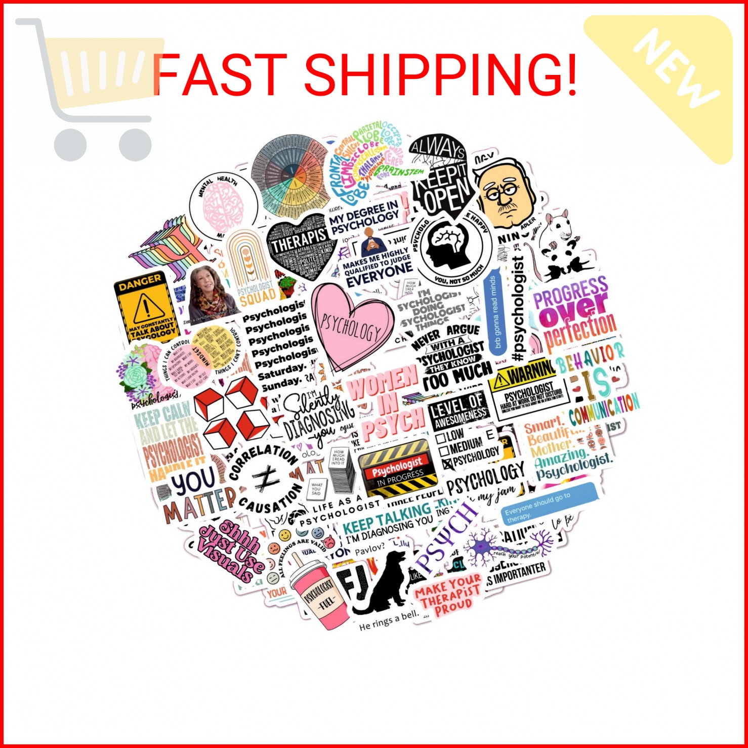 BulbaCraft Psychology Stickers (100Pcs), Funny Vinyl Decals for Laptop, Therapy