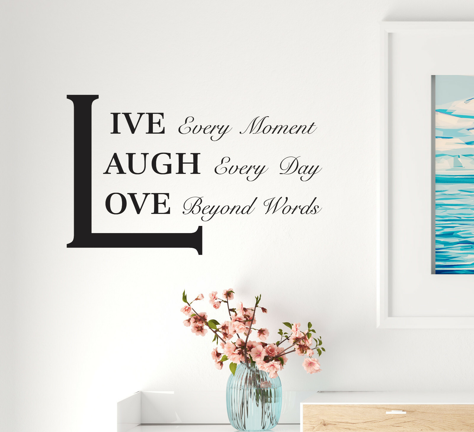 Wall Decal Inspiration Phrase Interior Live Love Laugh Vinyl Decor Black gz444