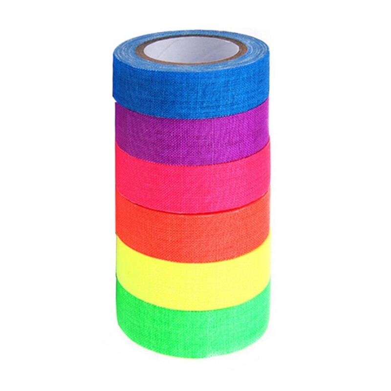Fluorescent Cloth Tapes Collection 6Rolls Set Luminous Tape Adhesive