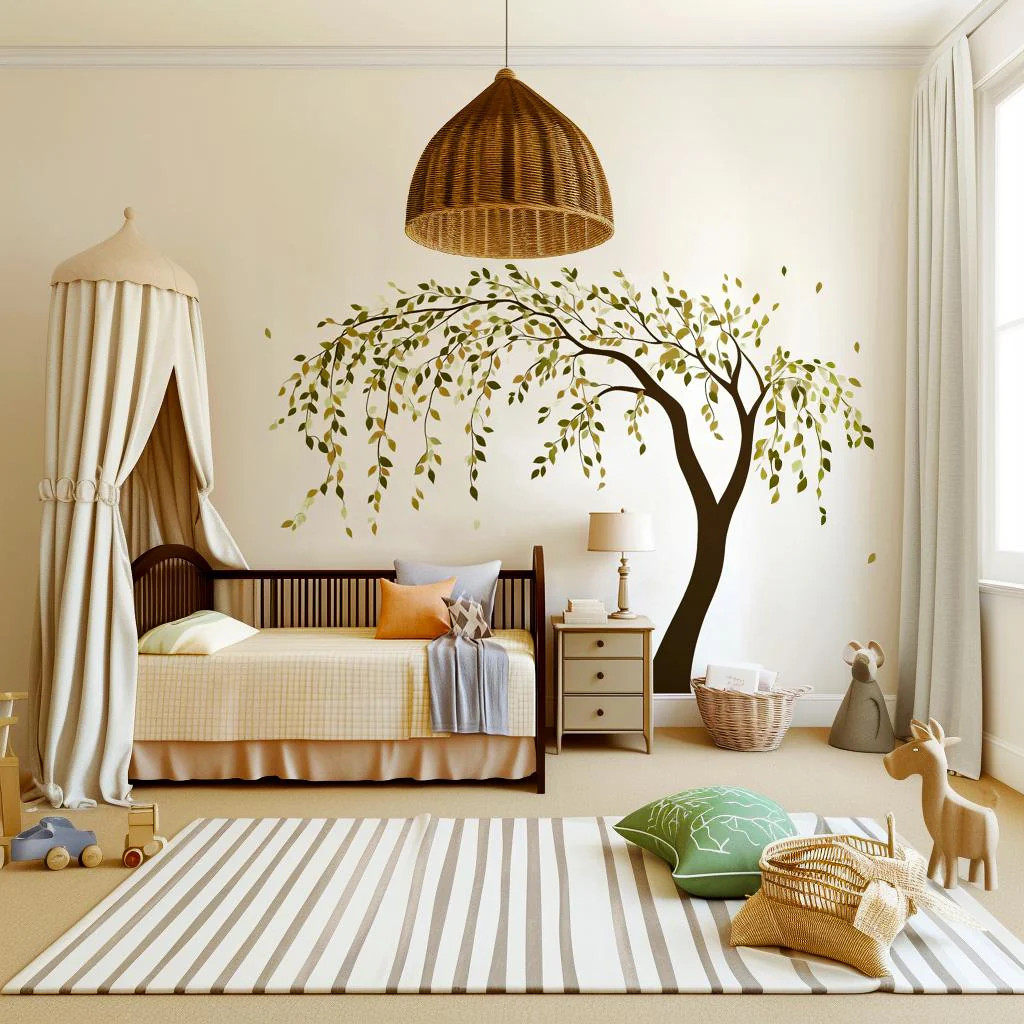 Weeping Willow Tree Wall Sticker | Nursery Wall Art Decal for Baby Girls